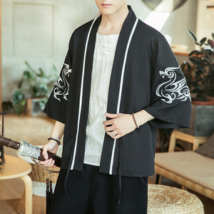 咖啡厅 风夏装银龙刺绣汉服开衫衬衫白色 A032/2202/50控68图片