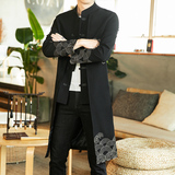 咖啡厅风春装假两件风衣海浪仙鹤刺绣外套A032/1905/95控128，男装风衣，电商A032