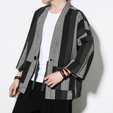 白墙夏装风男士条纹开衫T恤白色条纹汉服A032/1816/特P50，男装衬衫，电商A032