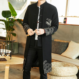 咖啡厅风春装假两件风衣海浪仙鹤刺绣外套A032/1905/95控128，男装风衣，电商A032