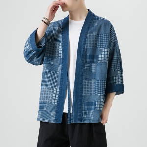 无影墙蓝色 2024新款夏男士复古牛仔大码风开衫A032/KS007/60图片