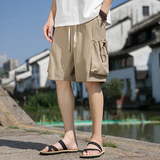 西兴桥边卡其2024新款大码五分运动休闲沙滩裤男A032/DK2301/35，男装休闲裤，电商A032