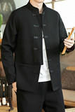 咖啡厅风春装纯色立领复古盘扣夹克A032/1605/100控128，男装夹克，电商A032