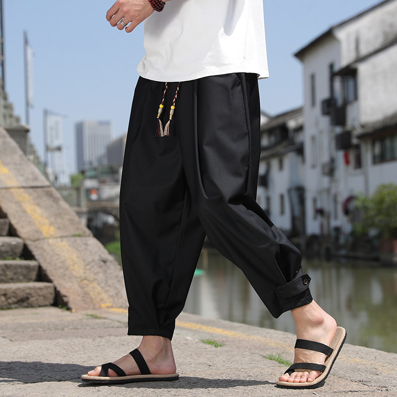 西兴桥边黑色2024新款风男士大码休闲九分裤薄A032/K2305/55,男装休闲裤,电商A032