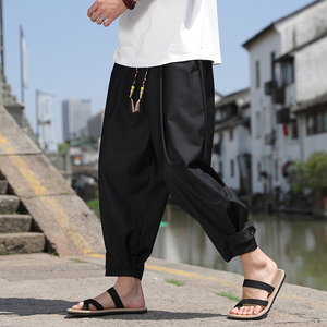 西兴桥边黑色 2024新款风男士大码休闲九分裤薄A032/K2305/55图片