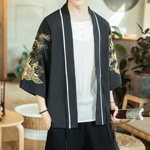 咖啡厅风龙凤刺绣七分袖开衫汉服防晒衣黑色A032/2206/50控68