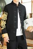 咖啡厅风春装金龙刺绣翻袖夹克外套A032/1601/100控128，男装夹克，电商A032