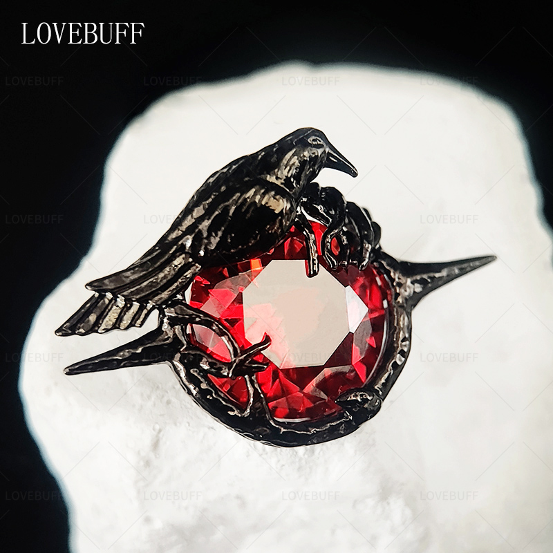 lovebuff乌鸦胸针红锆石渡鸦周边