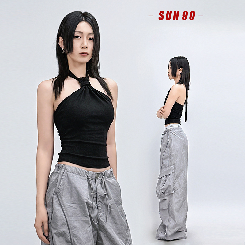 辣妹ins风热辣性感吊带交叉露背