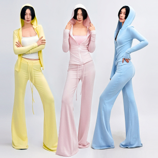 套阔腿裤 SUN90 女连帽开衫 超舒服奥粒绒运动套装 收腰显瘦 早春新款
