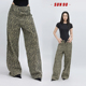 女宽松直筒休闲拖地长裤 街头复古豹纹vibe风穿搭牛仔裤 美式 SUN90