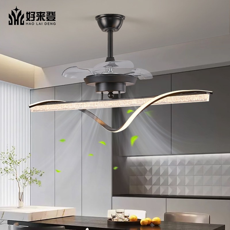 餐厅风扇灯吊扇灯现代简约大气饭条形智能变频饭桌风扇灯厅餐桌长,家装灯饰光源,风扇灯,淘宝优惠券,粉丝福利购,淘宝优惠卷