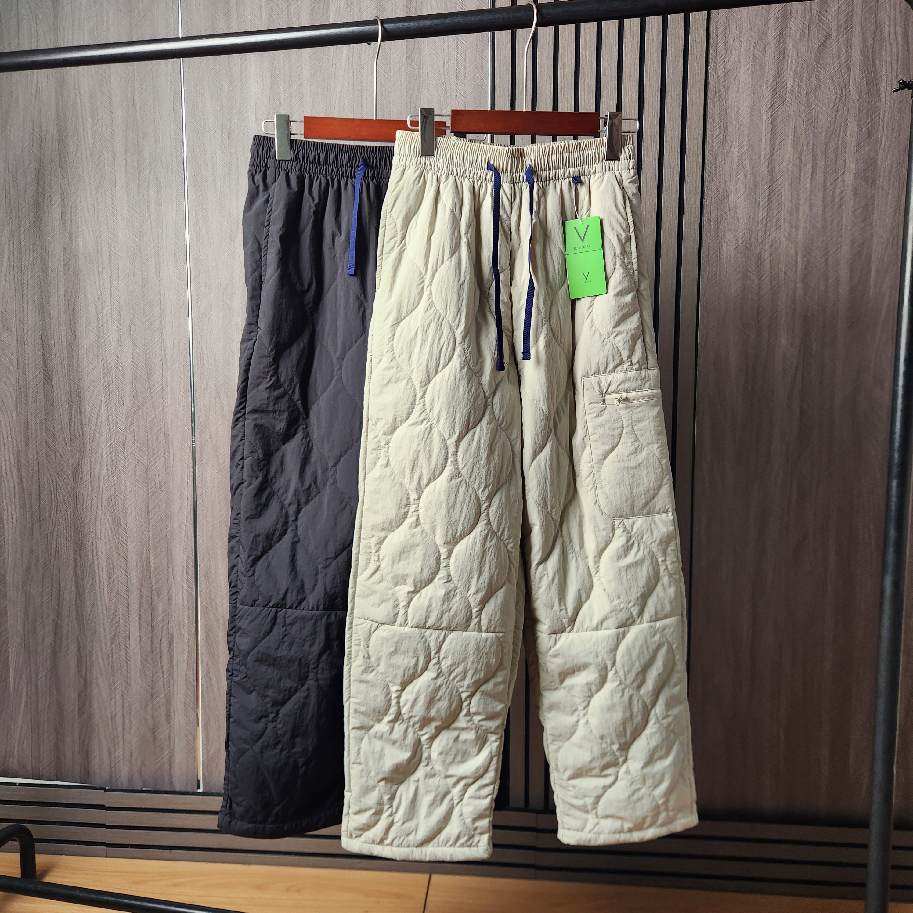 户外机能风 冬季男士直筒宽松绗缝加棉防风防水保暖运动休闲棉裤