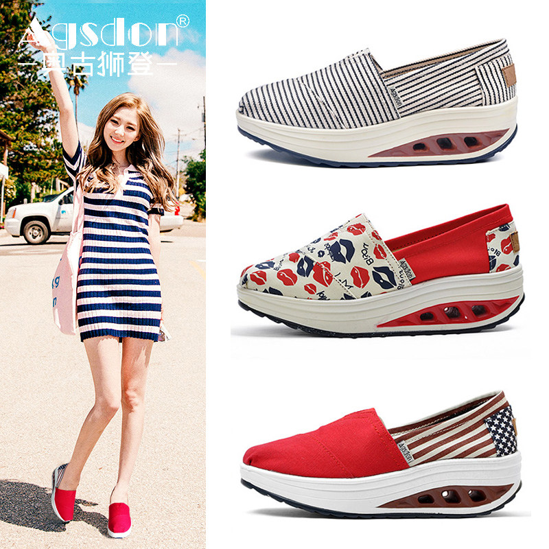 Augustine Lion Gordon Cloth shoes 2019 new pattern Versatile Korean Edition leisure time Women's Shoes Lok Fu shoes Lazy man With slope Shake shoesin the Women's Shoes, Canvas shoes  category - from Buy2taobao.com to provide professional Taobao agent buy service
