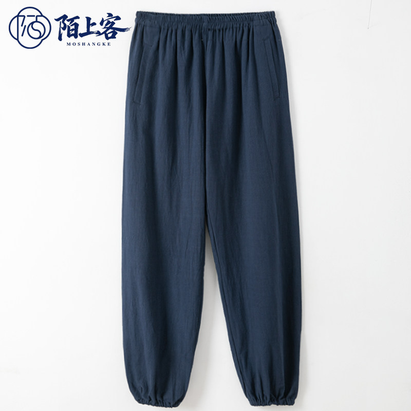 陌上客道裤棉麻太极裤