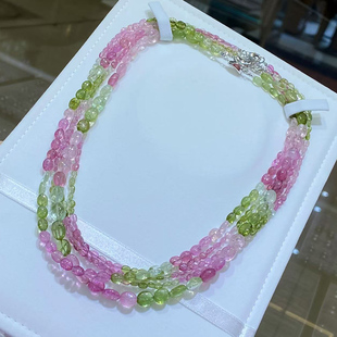 碧玺项链天然原矿糖果收藏彩色宝石塔链巴西女款