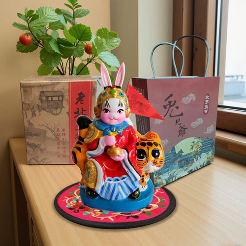 兔爷新年春节礼物送朋友老北京兔爷龙生肖摆件手工泥塑庙会兔儿爷