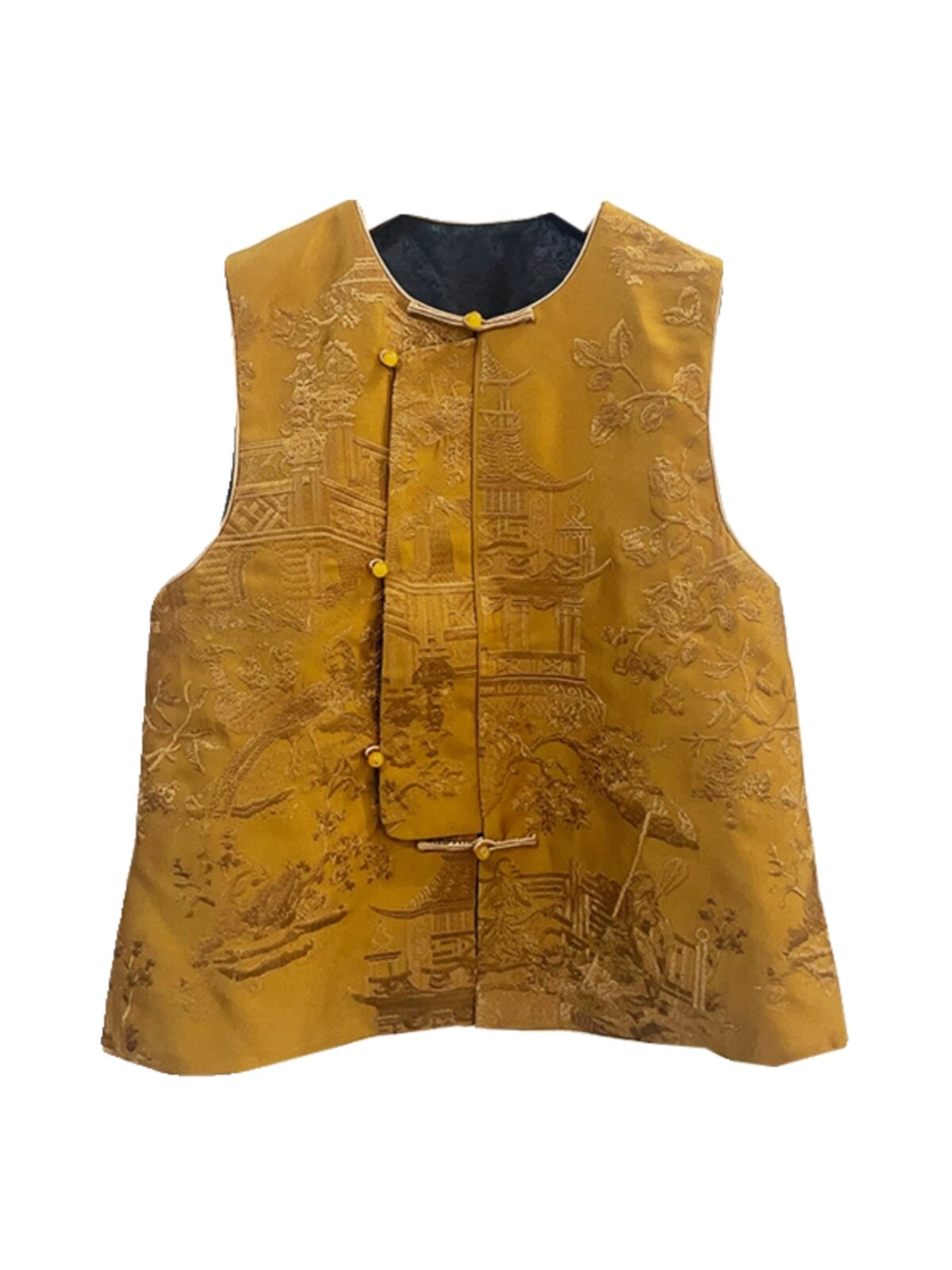 PAVILIONS AND PAVILIONS NEW CHINESE EMBROIDERY ROUND NECK IMPROVED LOOSE RETRO PARTIAL PLACKET TANG VEST TOP WOMEN