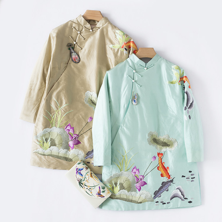 面料中式复古双宫改良棉服上衣