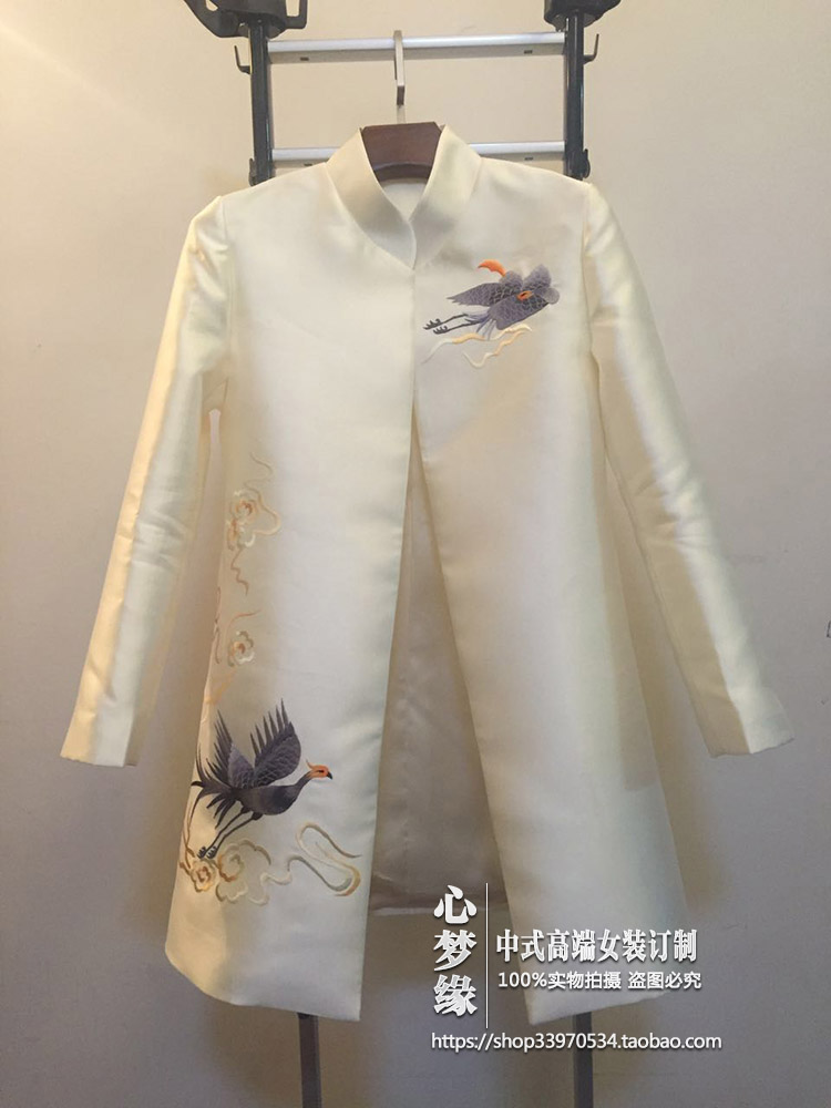 中国风原创设计中式开襟披风绣花