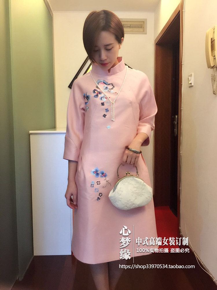 多色中式立领宽松棉袄改良旗袍