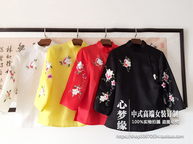 明星款纯手工偏襟中式复古上衣