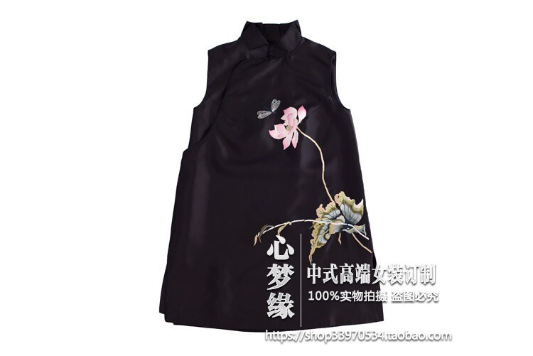 2016新款夏姿风春秋女装荷叶刺绣花朵丝毛斜襟中式马夹