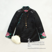 口精美绣花斜襟改良旗袍上衣夹棉棉袄棉服 领子袖 超值推荐 新中式