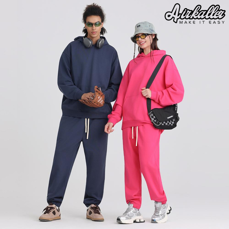 430克大版毛圈浅绒连帽卫衣亲子款帽衫直喷刺绣印图印字高端定制