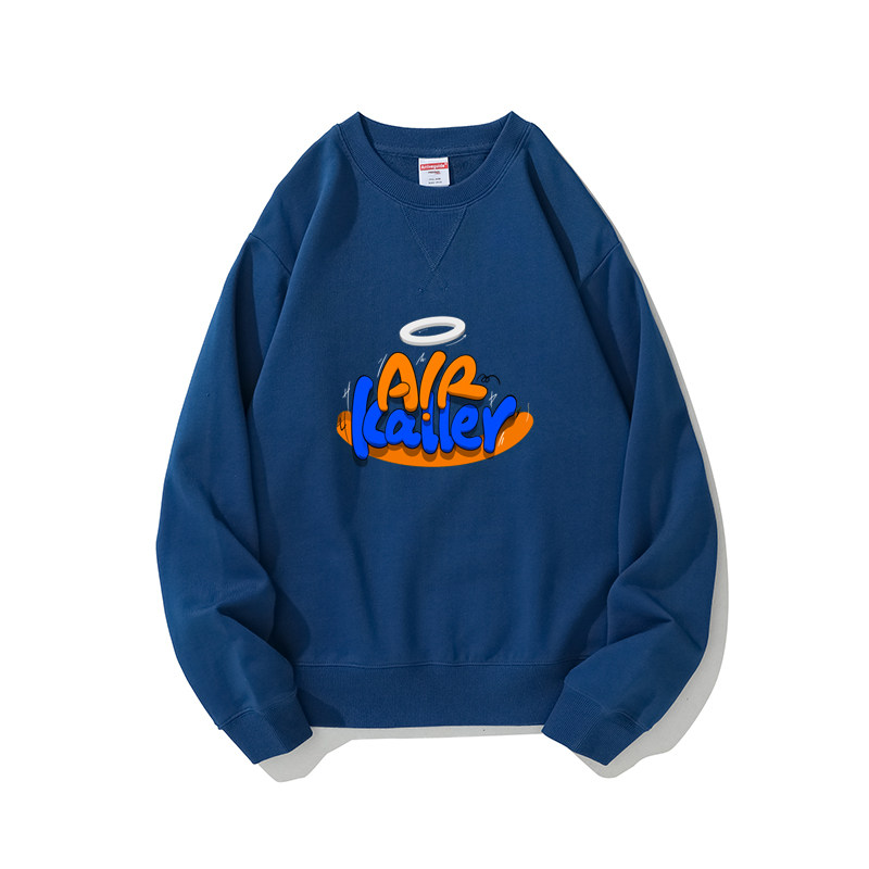 airkaller/艾凯洛倒三角针 380克紧赛全棉毛圈圆领卫衣 原创印花