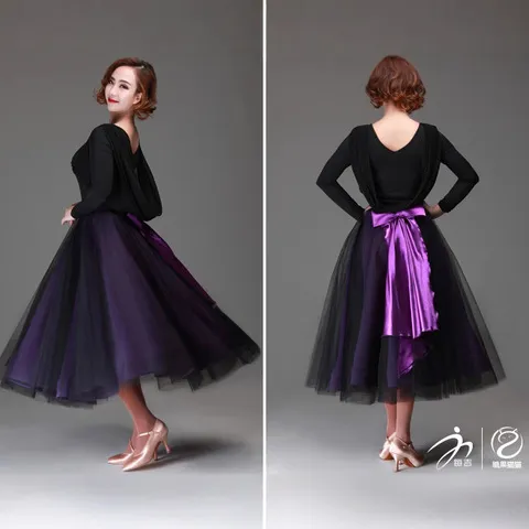 广场交谊舞摩登舞长裙半身裙大摆裙练习优雅练习裙