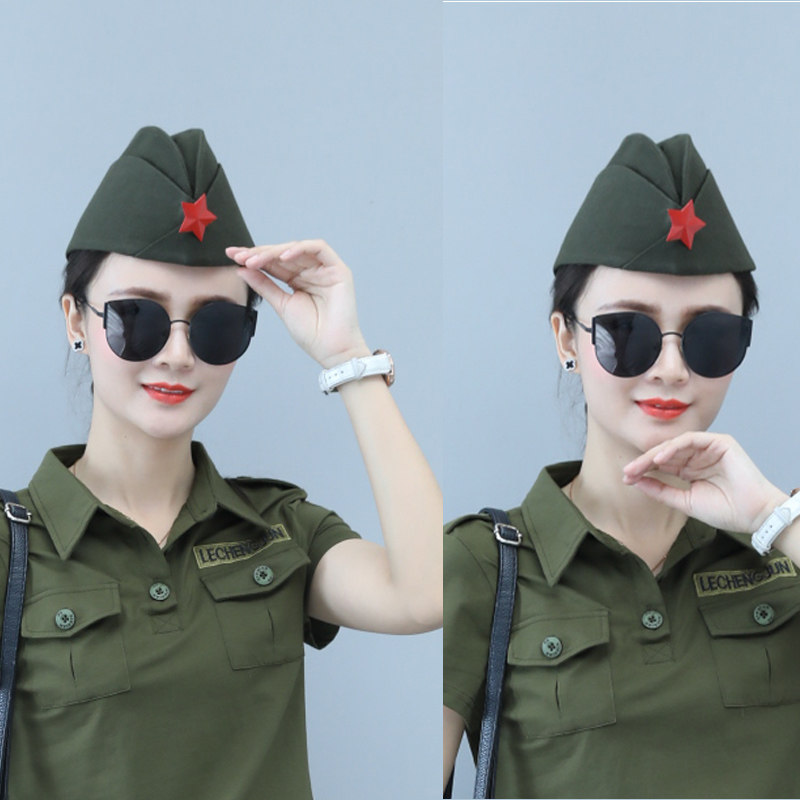 广场舞俄罗斯船型演出迷彩服帽子