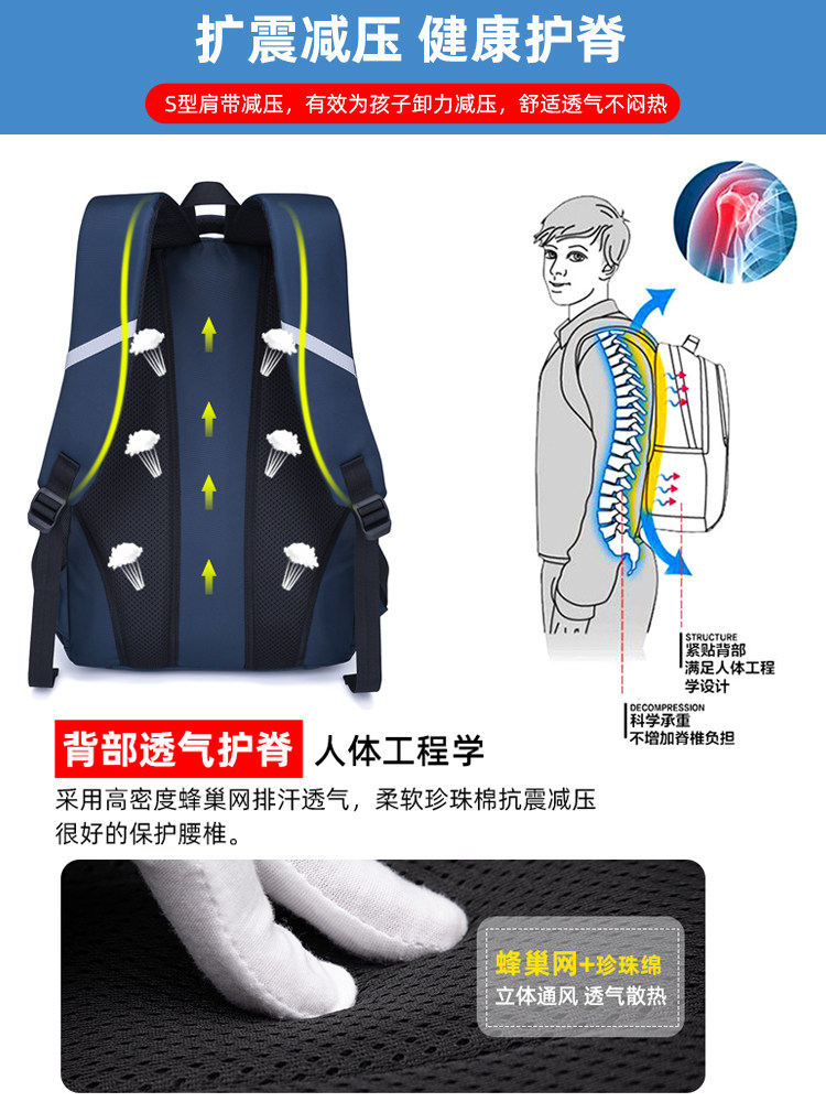SCHOOLBAG BOYS 3 4 5 AND 6 GRADE PRIMARY SCHOOL STUDENTS MIDDLE SCHOOL STUDENTS BOYS JUNIOR HIGH SCHOOL STUDENTS LARGE CAPACITY WATERPROOF BACKPACK