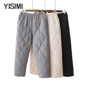 中老年老人保暖棉裤 中年大码 新款 女冬季 女 女士松紧腰轻薄羽绒棉裤