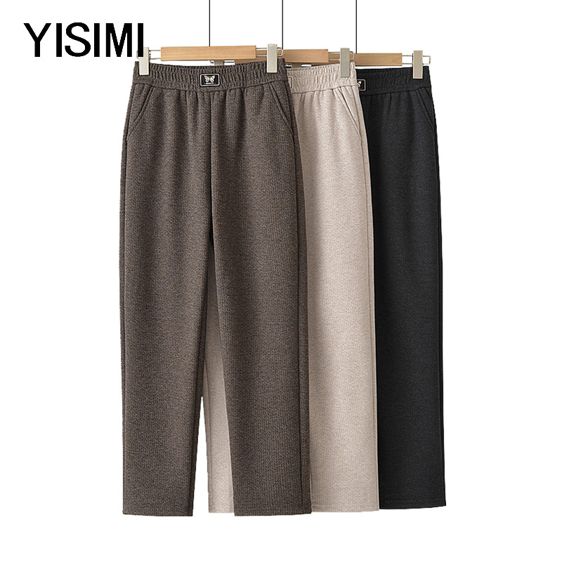 中老年胖妈妈冬装加绒加厚松紧腰哈伦裤女中年女士保暖休闲裤子女