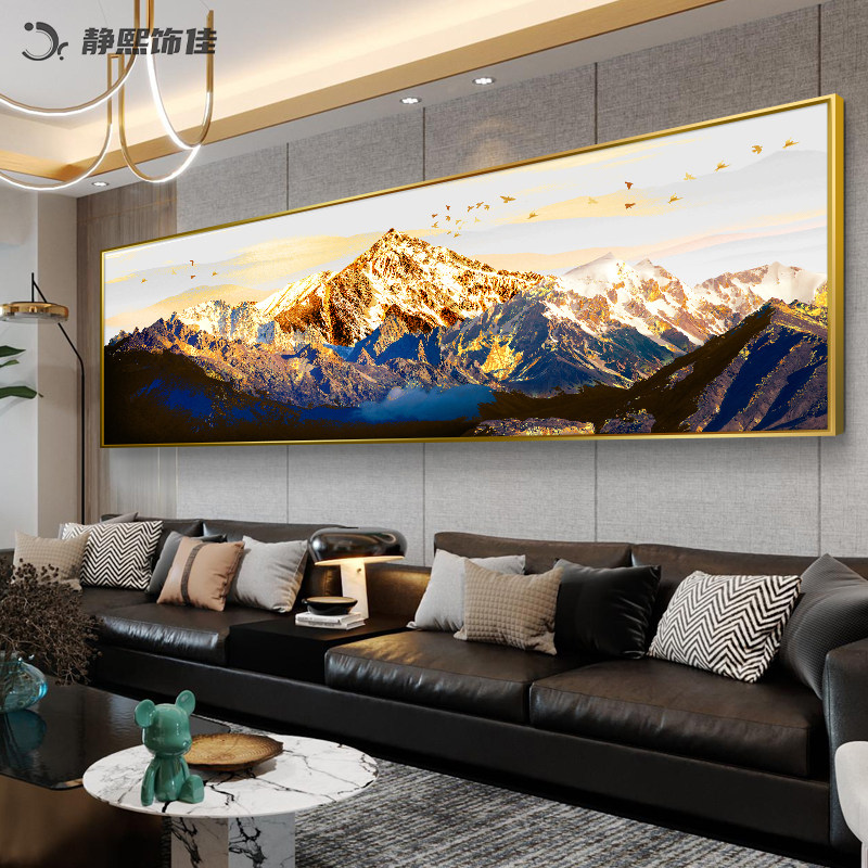 轻奢大气山水客厅装饰画 画沙发背景墙壁画 画欧式背靠金山卧室床