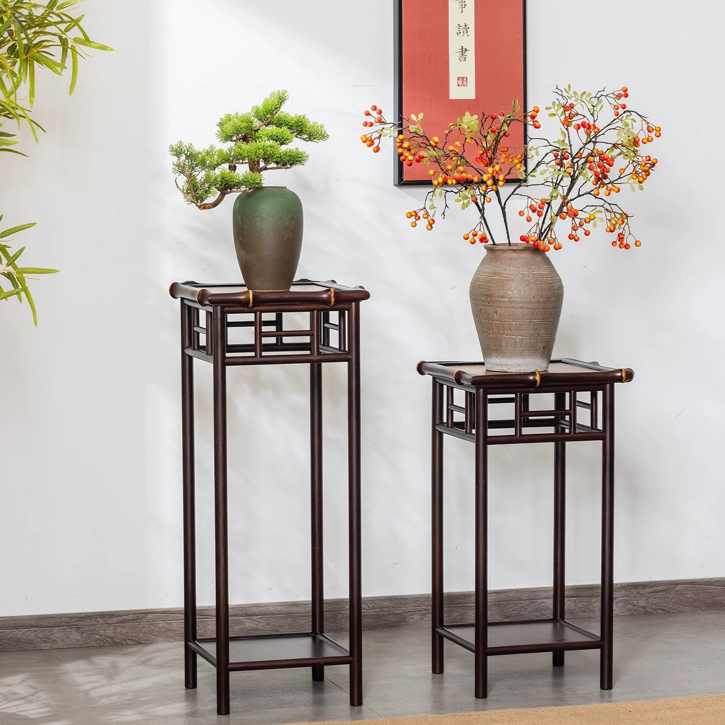 花架中古风阳台置物架室图片