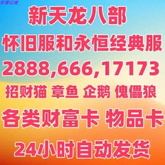 新天龙八部怀旧服永恒经典服666 2888 17173章鱼企鹅招财猫财富卡