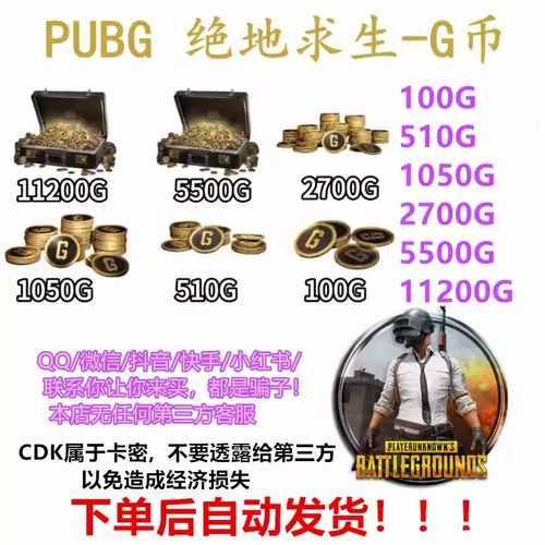 绝地求生PUBG GB金币充值G币兑换码CDK商店金币游戏货币STEAM