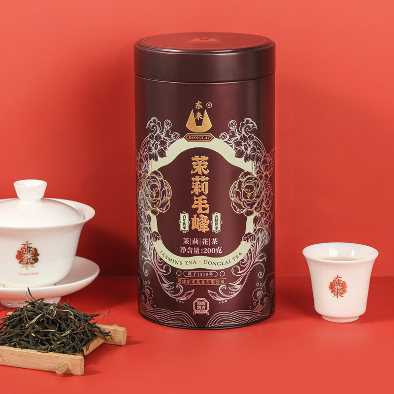 东来 茉莉花茶200g茉莉毛峰新茶曲螺福州香毫花茶叶罐装口粮茶