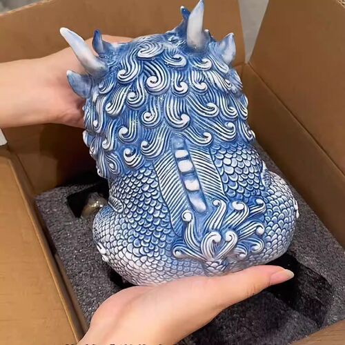 景德镇摆件招财貔貅麒麟描金手工陶瓷送香炉开业办公礼物送人茶宠