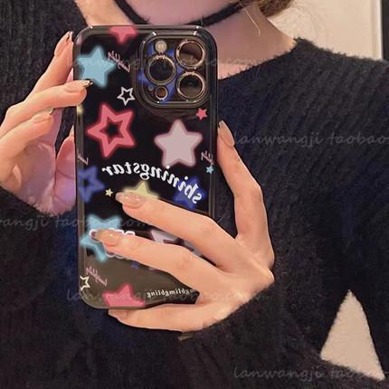 闪耀五角星oppo reno11/7手机壳36/9PRO+涂鸦A56S男女R15/A1pro/A57荐K10甜酷A9x/A32/a8潮A72/findx5/X7pro