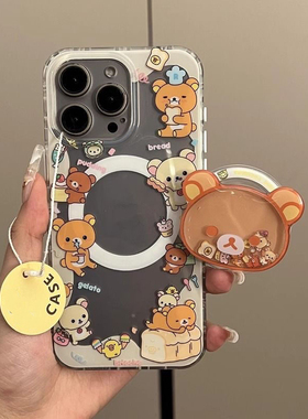 磁吸轻松熊卡通支架适用oppo find x8/X7u手机壳reno13/12/11/98543新款可爱女A2M/A3 PRO/7SE/A98软A57/A56