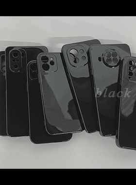 高级黑反光简单亮面X适用苹果15/14手机壳iphone13薄款12promax男678plus简约15PRO不易脏变色11 PRO全包镜头