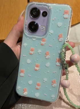 蓝色满屏小熊适用oneplus ACE5pro一加13/12手机壳双层imd光面1+ACE3/2V带链条1+ACE竞速版ace5大孔新款防摔