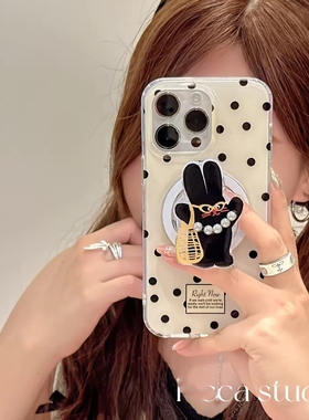 珍珠兔子磁吸支架A58适用oppo findx7/x3/A1i创意A3pro/reno12/10/879564SE手机壳A79硅胶a57/K12/A9/A72/92S