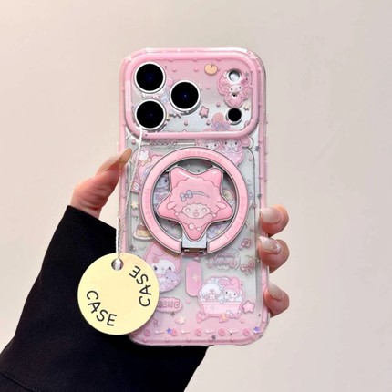 粉色厨师360折叠磁吸支架适用小米17/15T/13手机壳k70红米K90promax/K60透K80至尊Note15/9/Turbo3/civi5PRO