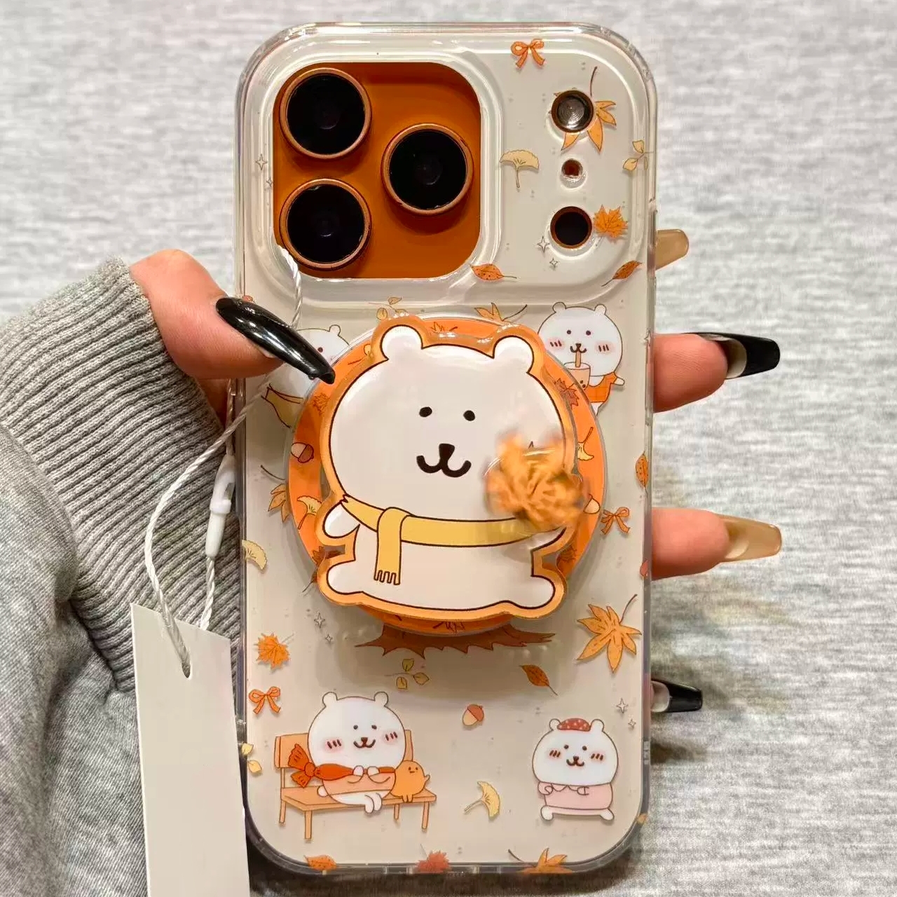 旋转枫叶白熊磁吸支架适用NOthing 2A/3手机壳2谷歌Pixel9/10PRO/876新年mote edge60pro/G56华硕ROG9/54可爱