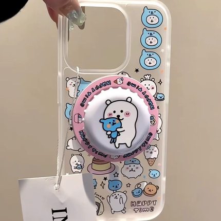 带磁吸瓶盖自嘲熊适用1加ACE5手机壳oneplus ace2v一加12/1+9R/8T/ACE竞速1+13T/11新款ACE2pro可爱13R支架7