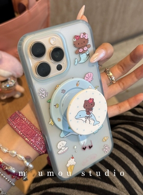 海豚黑皮猫咪磁吸支架适用P80华为nova14/11/12/10/13/86SE手机壳pura80夏日mate70/P50e透P30pro畅享80S/P40